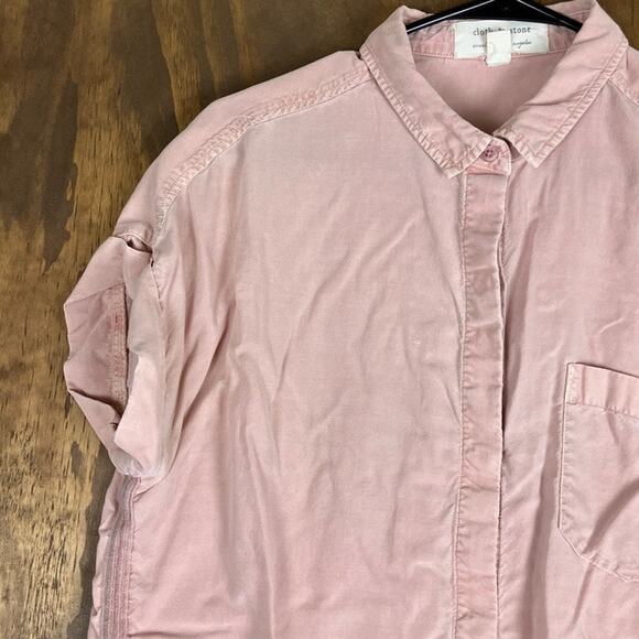 Cloth & Stone Anthropologie Womens Shirt Pink Tie Front Button Down Large - Picture 4 of 12